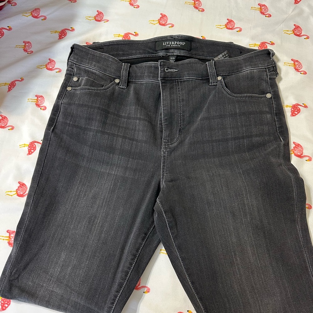 Liverpool Gray Skinny Jeans with Lived-In Look